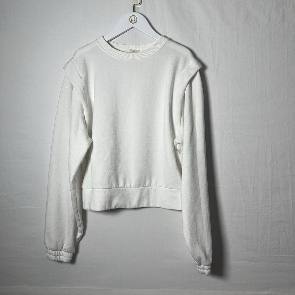 CALIA Women’s White Extended Shoulder Yoga Workout Crop Long Sleeve Sweater Sz M